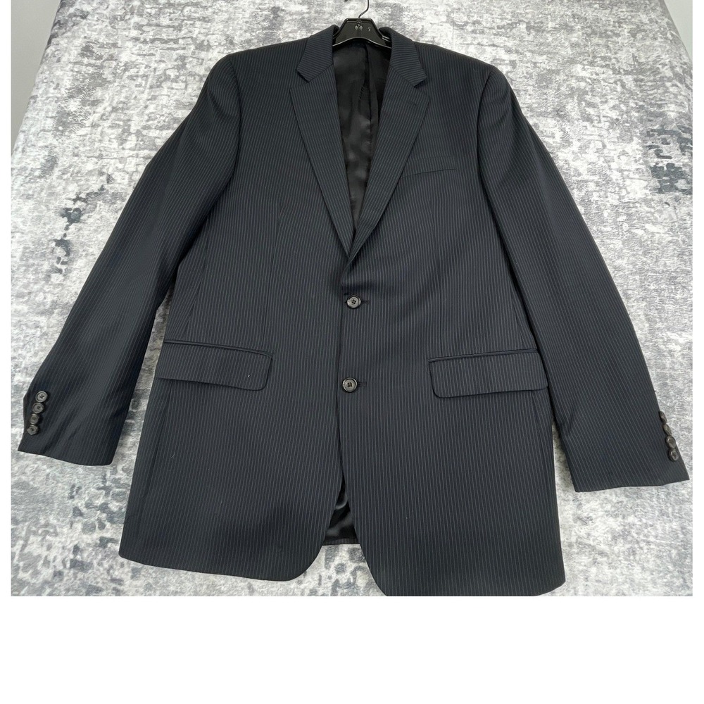 Ralph Lauren Men 44L Blazer Pinstripe Black Old Money 2-Button Wool Sport Coat